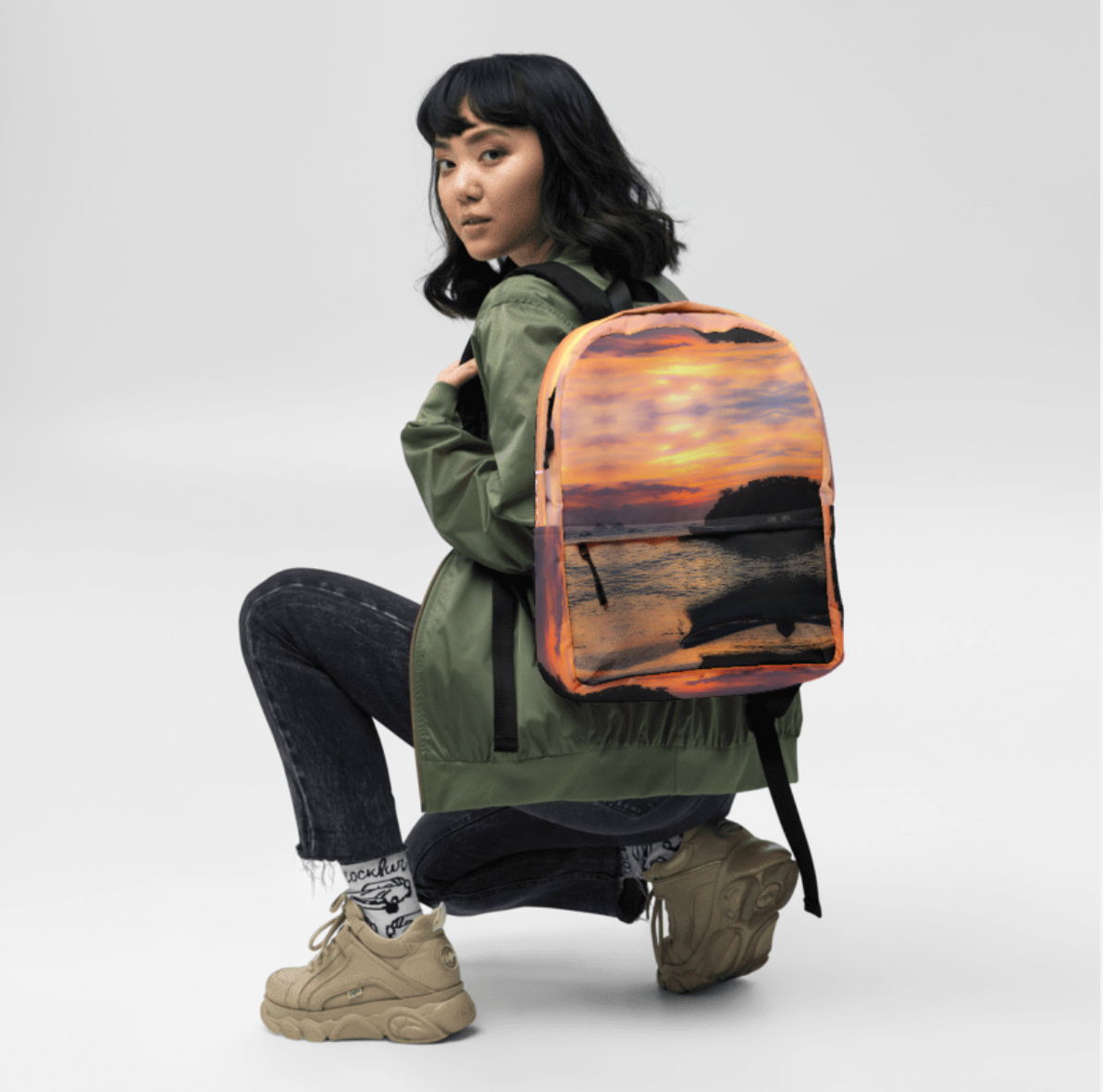 Custom Photo Backpack - Personalized Two Zipper Minimal Backpack